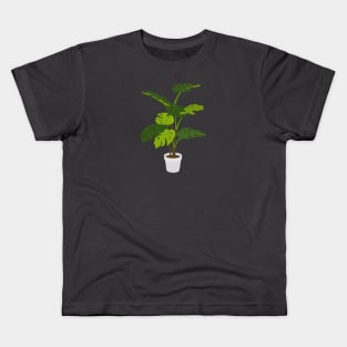 Potted Monstera Plant Gray Kids T-Shirt